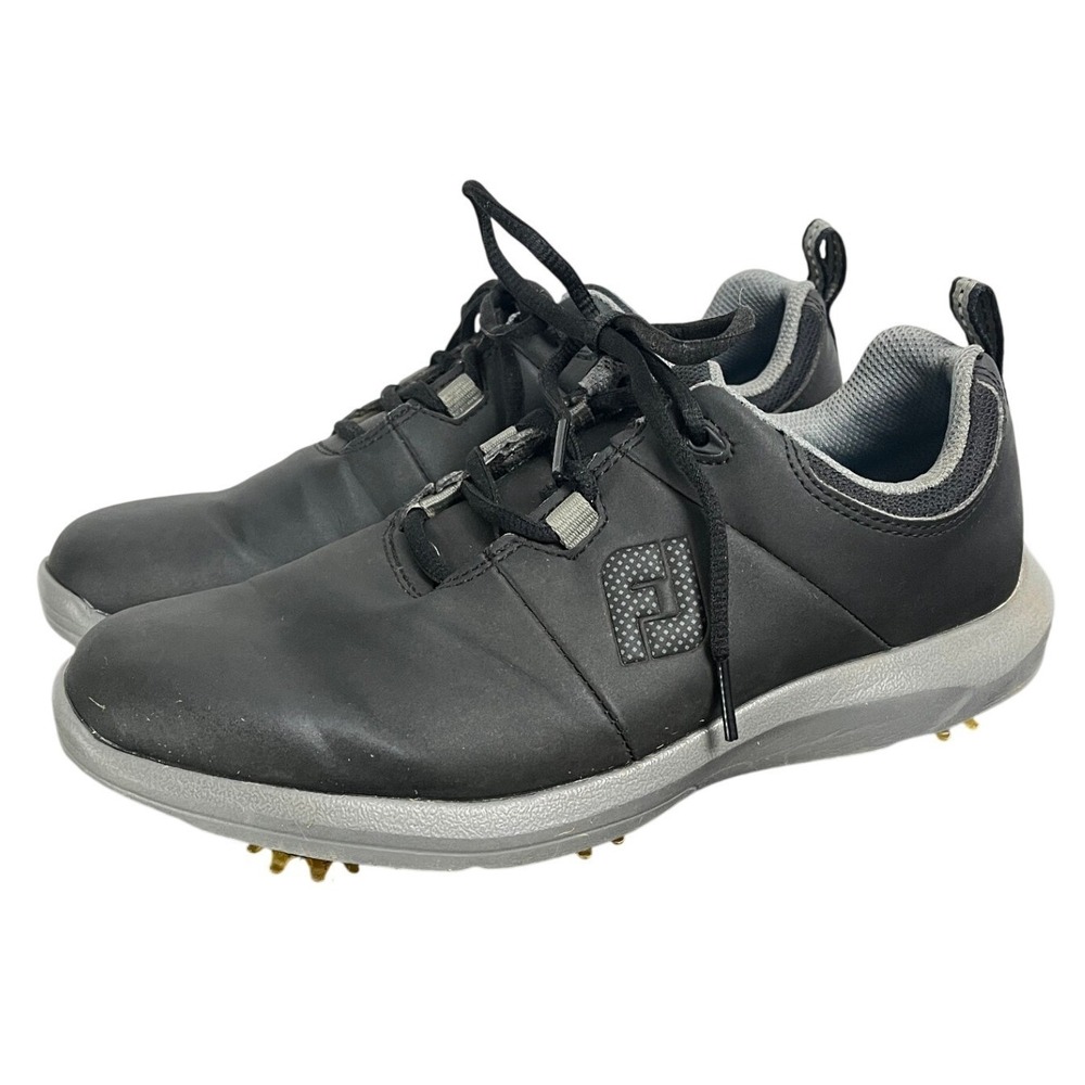 FootJoy Womens Golf Shoes Black Gray Lace Up Cleated Size 7.5 M